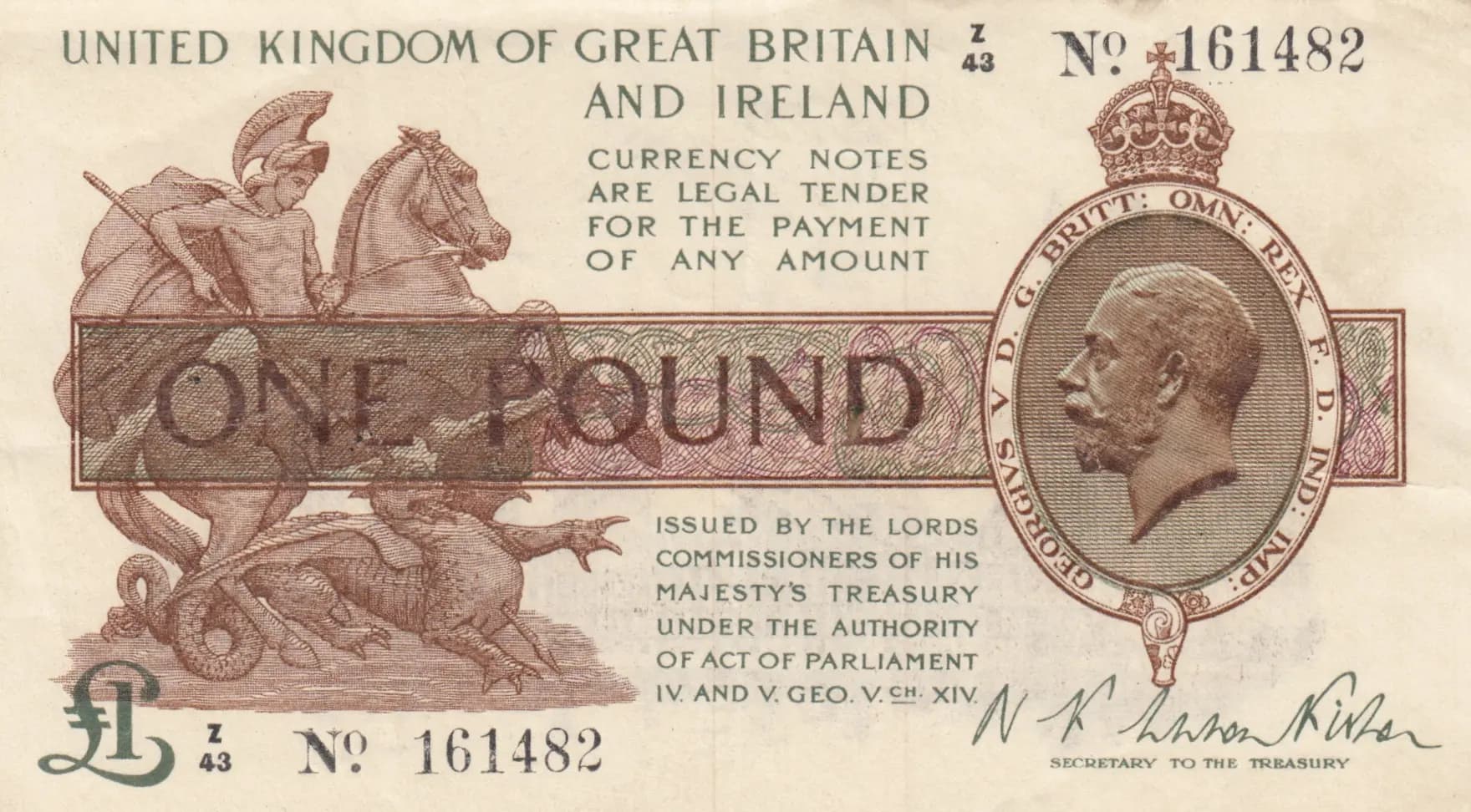 1 pound 1919 from Great Britain, P-357