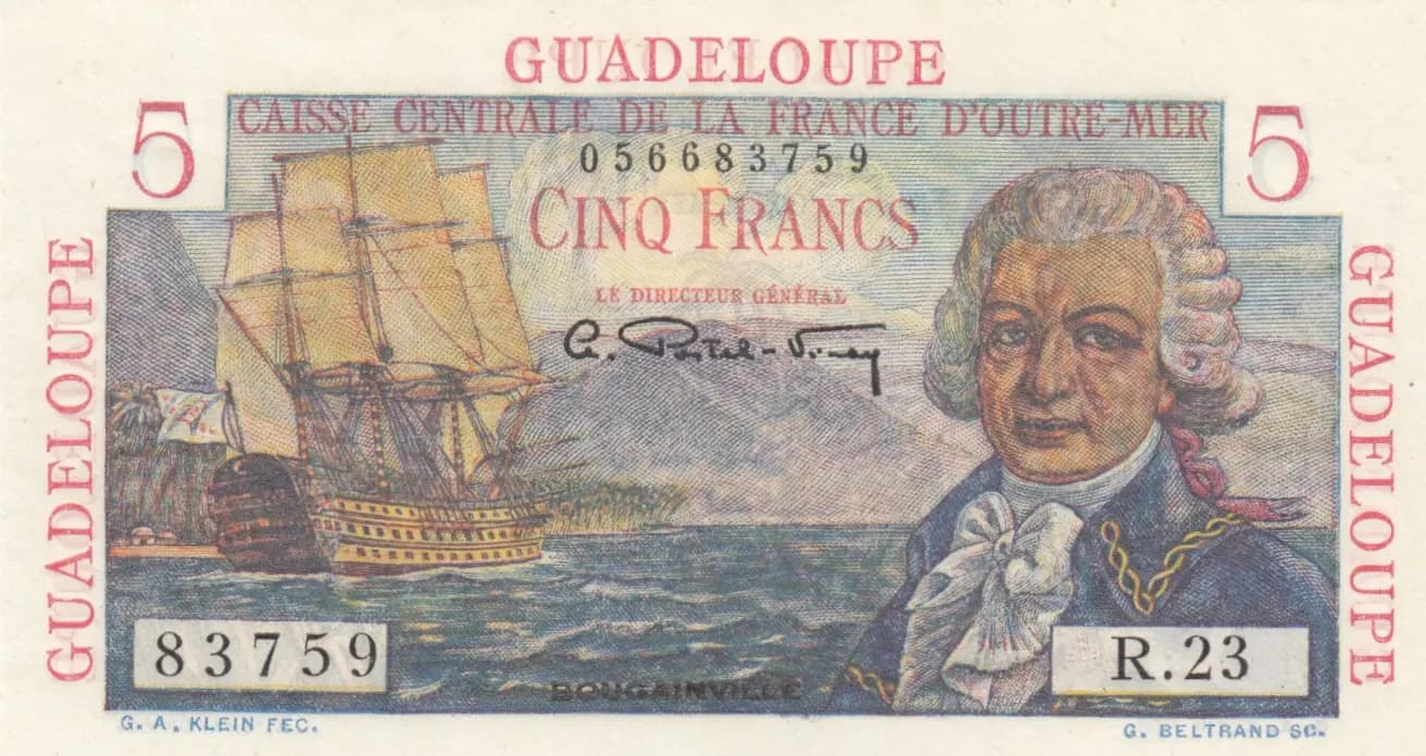 5 francs 1947 from Guadeloupe, P-31