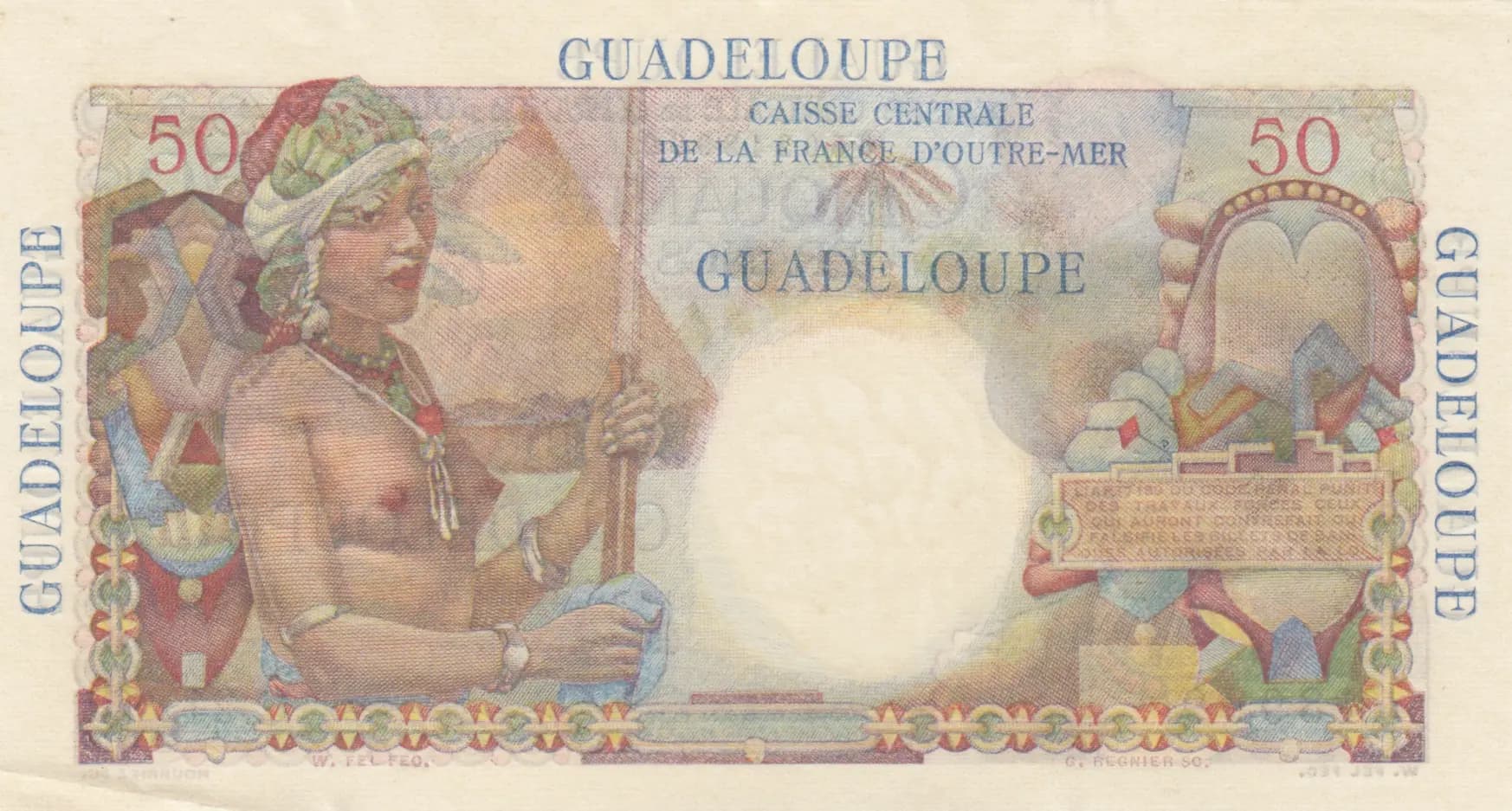 50 francs 1947 from Guadeloupe, P-34 (1947) — image 2