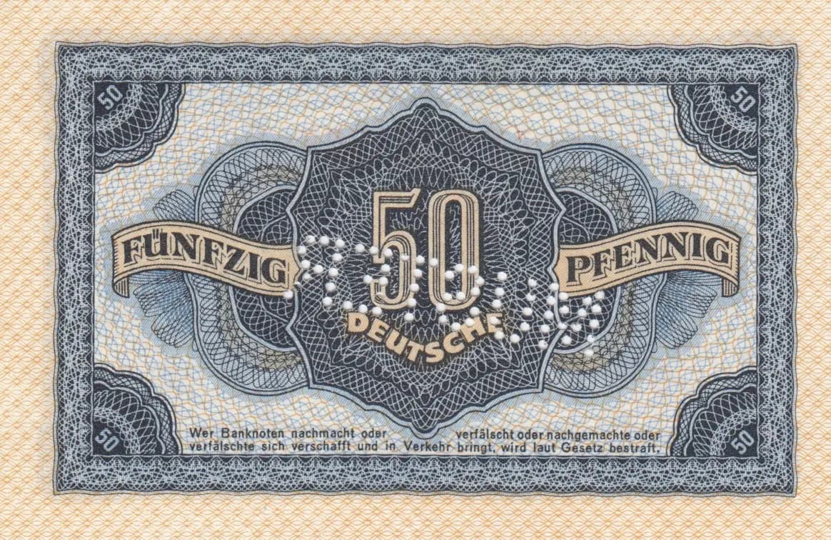 50 pfennig 1948 specimen from Germany, Democratic Republic, P-8bs (1948) — image 2