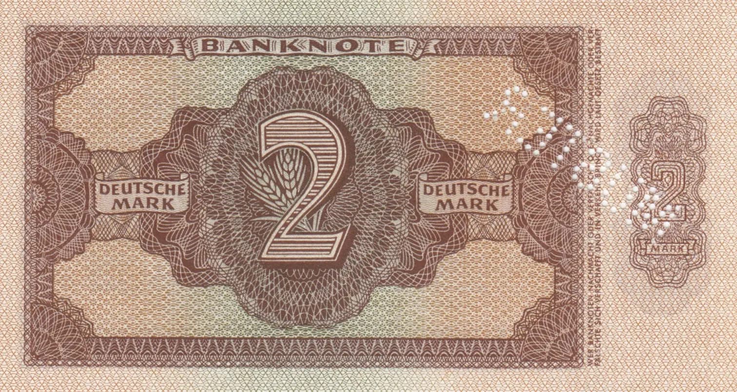 2 mark 1948 specimen from Germany, Democratic Republic, P-10bs (1948) — image 2