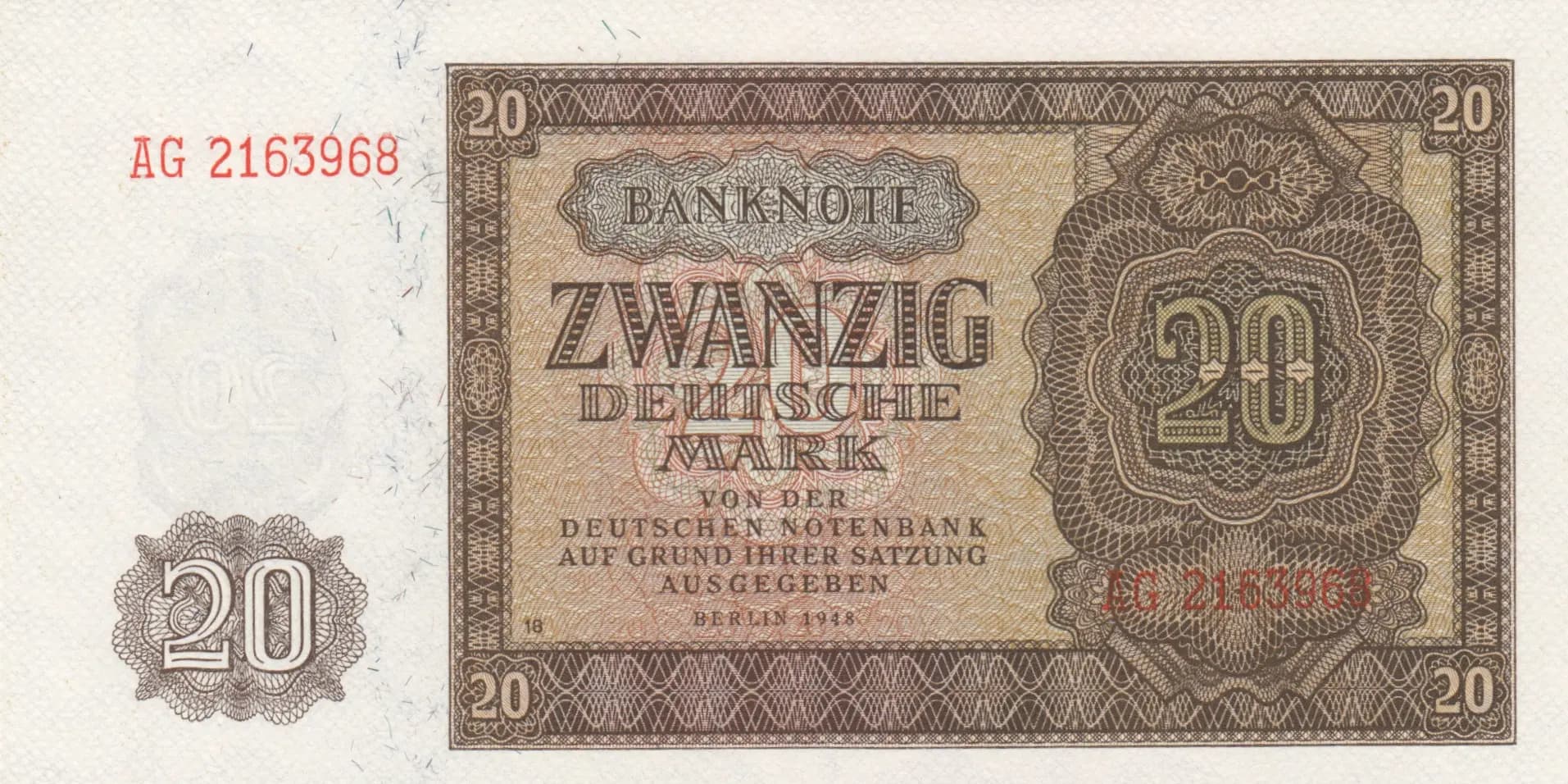 20 mark 1948 from Germany, Democratic Republic, P-13b