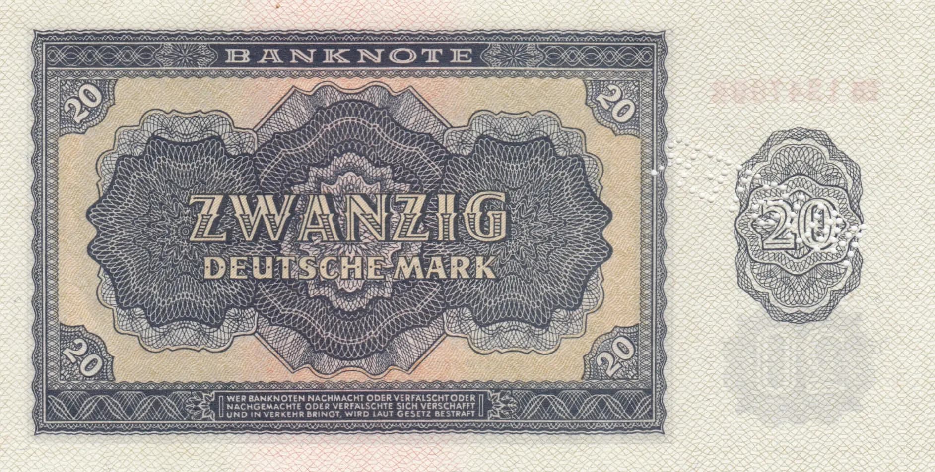 20 mark 1955 specimen from Germany, Democratic Republic, P-19s (1955) — image 2