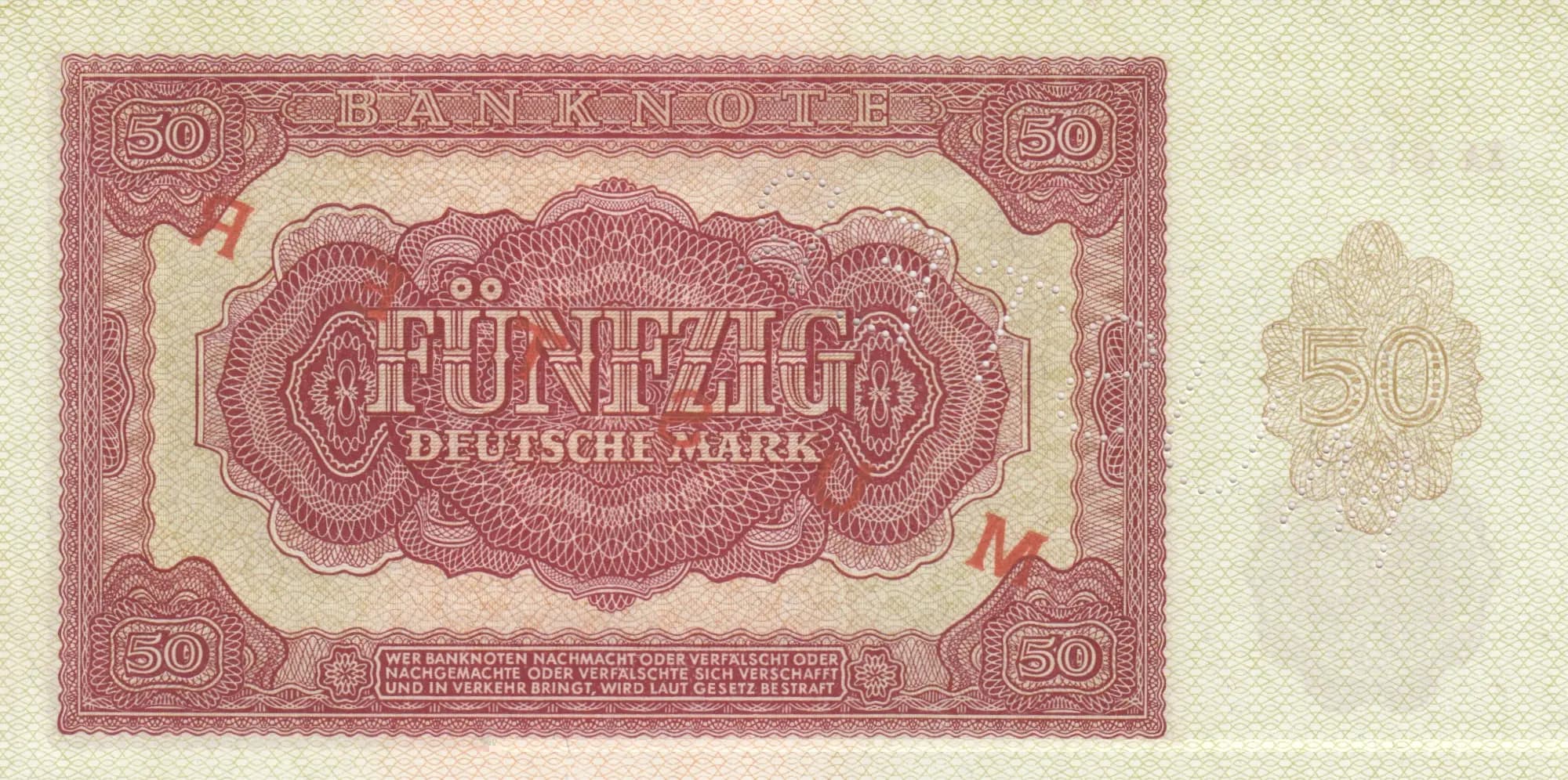 50 mark 1955 specimen from Germany, Democratic Republic, P-20s (1955) — image 2