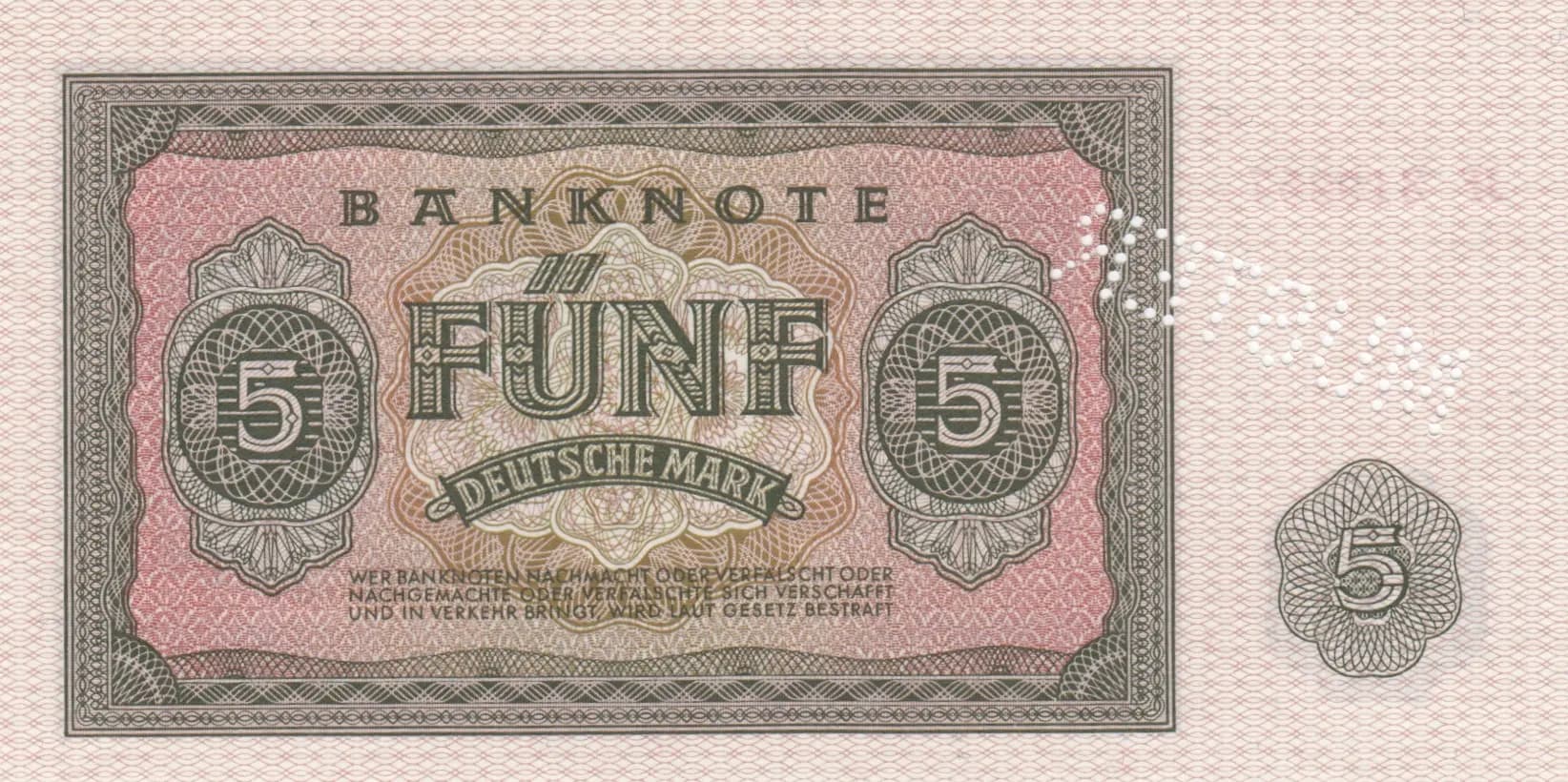 5 mark 1955 specimen from Germany, Democratic Republic, P-17s (1955) — image 2