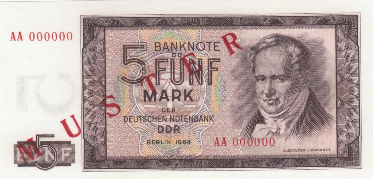 5 mark 1964 specimen from Germany, Democratic Republic, P-22s