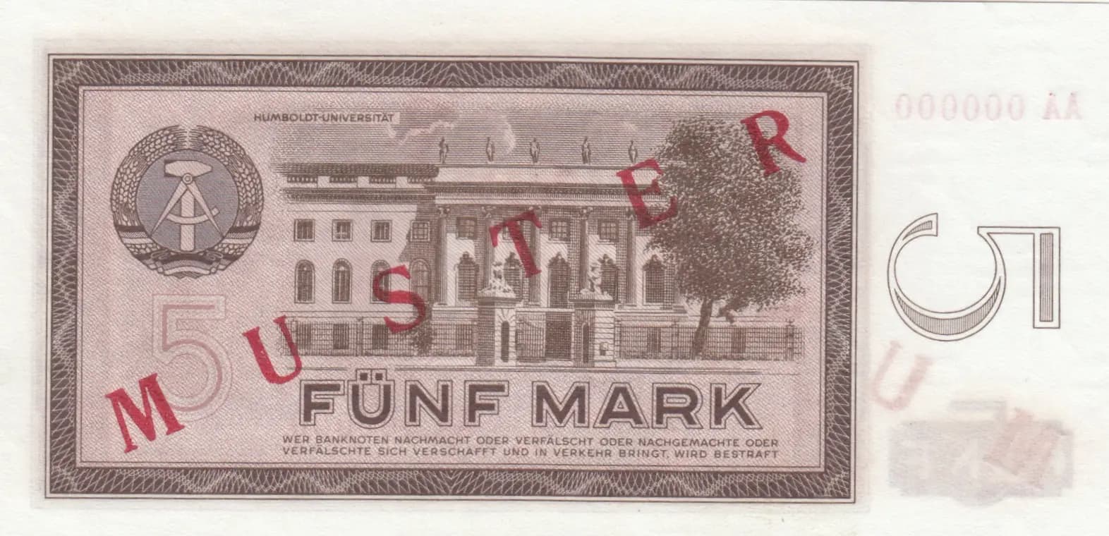 5 mark 1964 specimen from Germany, Democratic Republic, P-22s (1964) — image 2