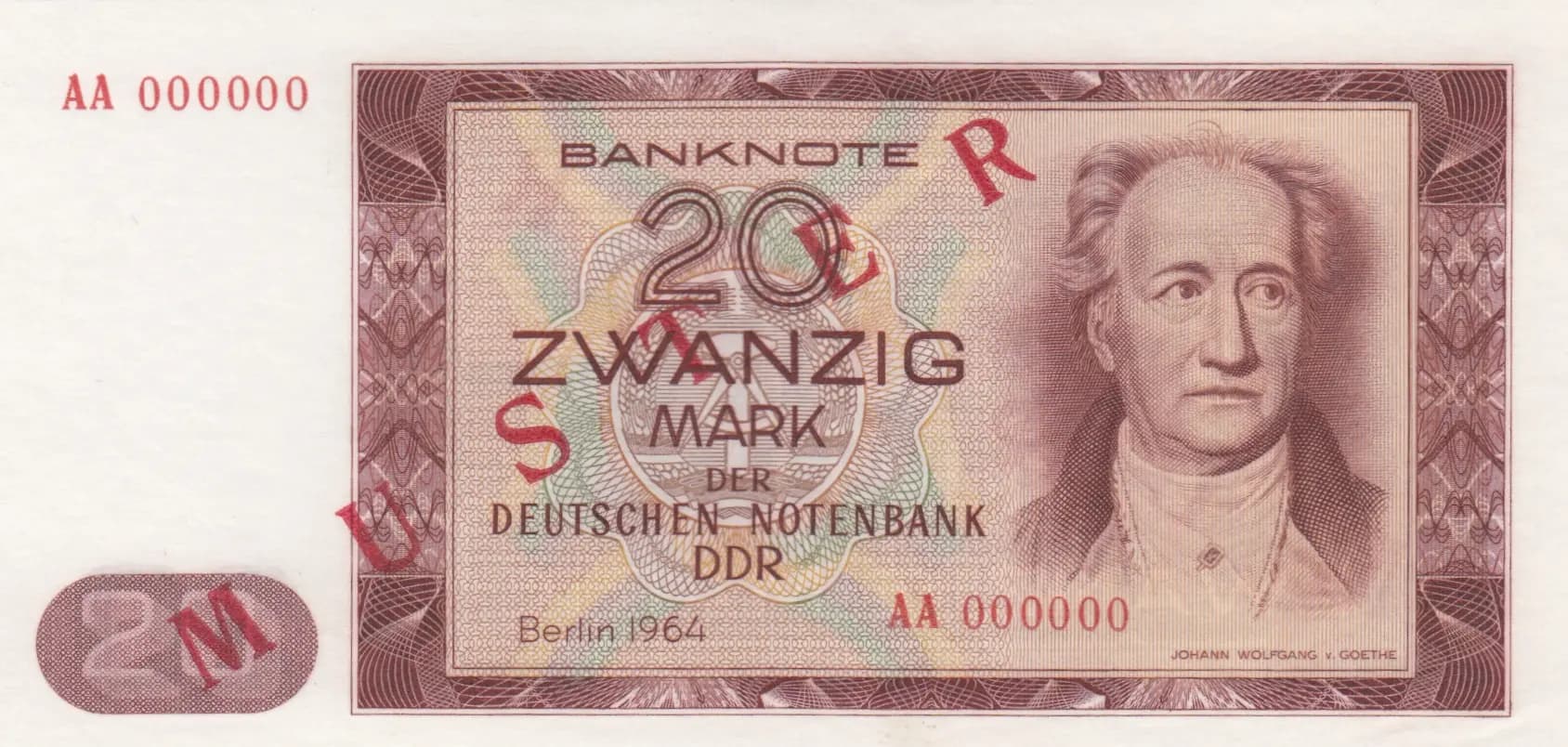 20 mark 1964 specimen from Germany, Democratic Republic, P-24s