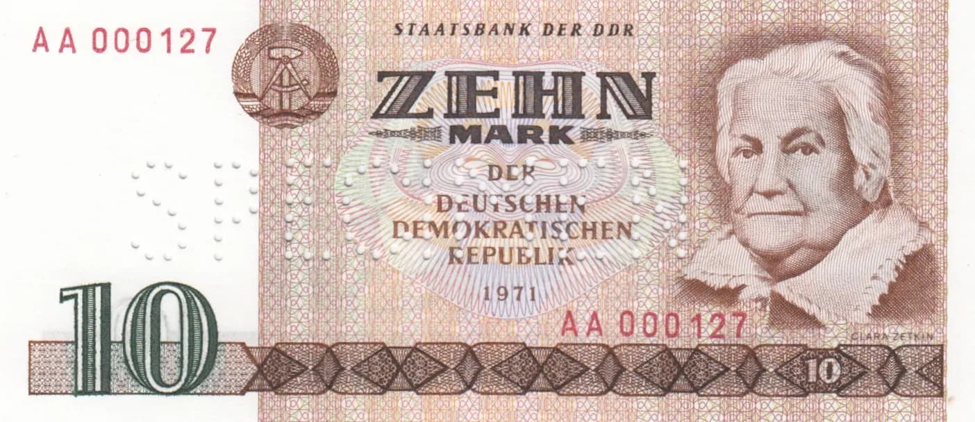 10 mark 1971 specimen from Germany, Democratic Republic, P-28as (1971) — image 1
