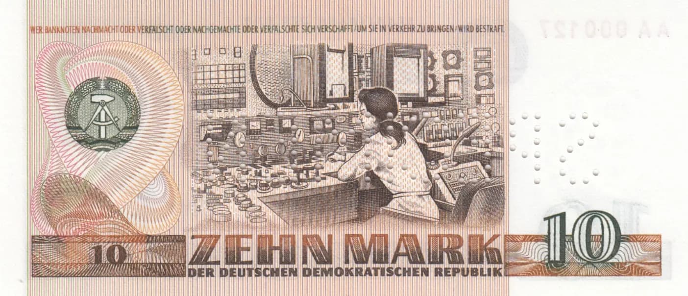 10 mark 1971 specimen from Germany, Democratic Republic, P-28as (1971) — image 2