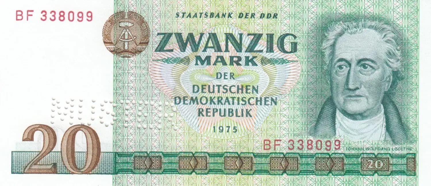 20 mark 1975 specimen from Germany, Democratic Republic, P-29as (1975) — image 1
