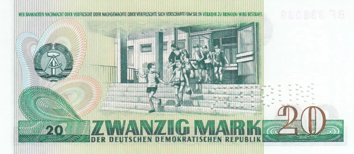 20 mark 1975 specimen from Germany, Democratic Republic, P-29as (1975) — image 2