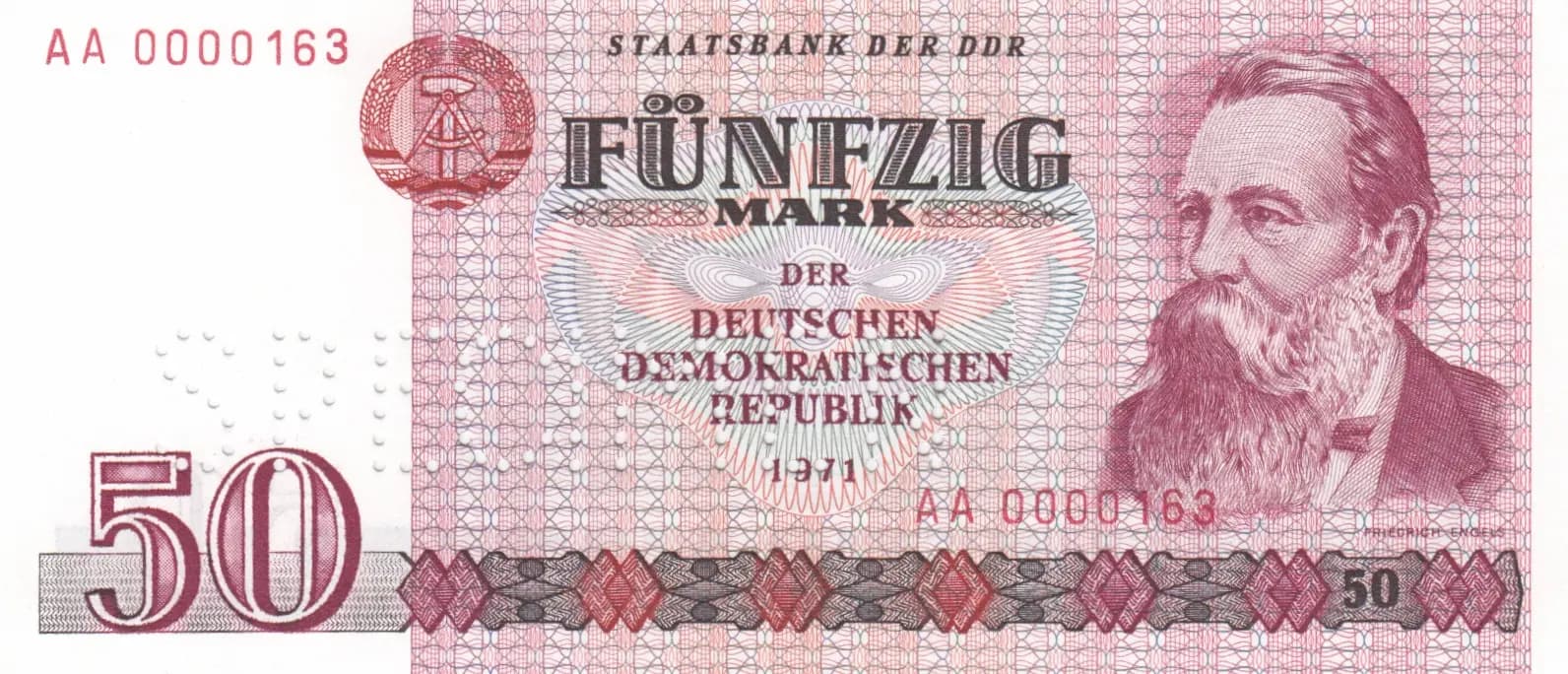 50 mark 1971 specimen from Germany, Democratic Republic, P-30as