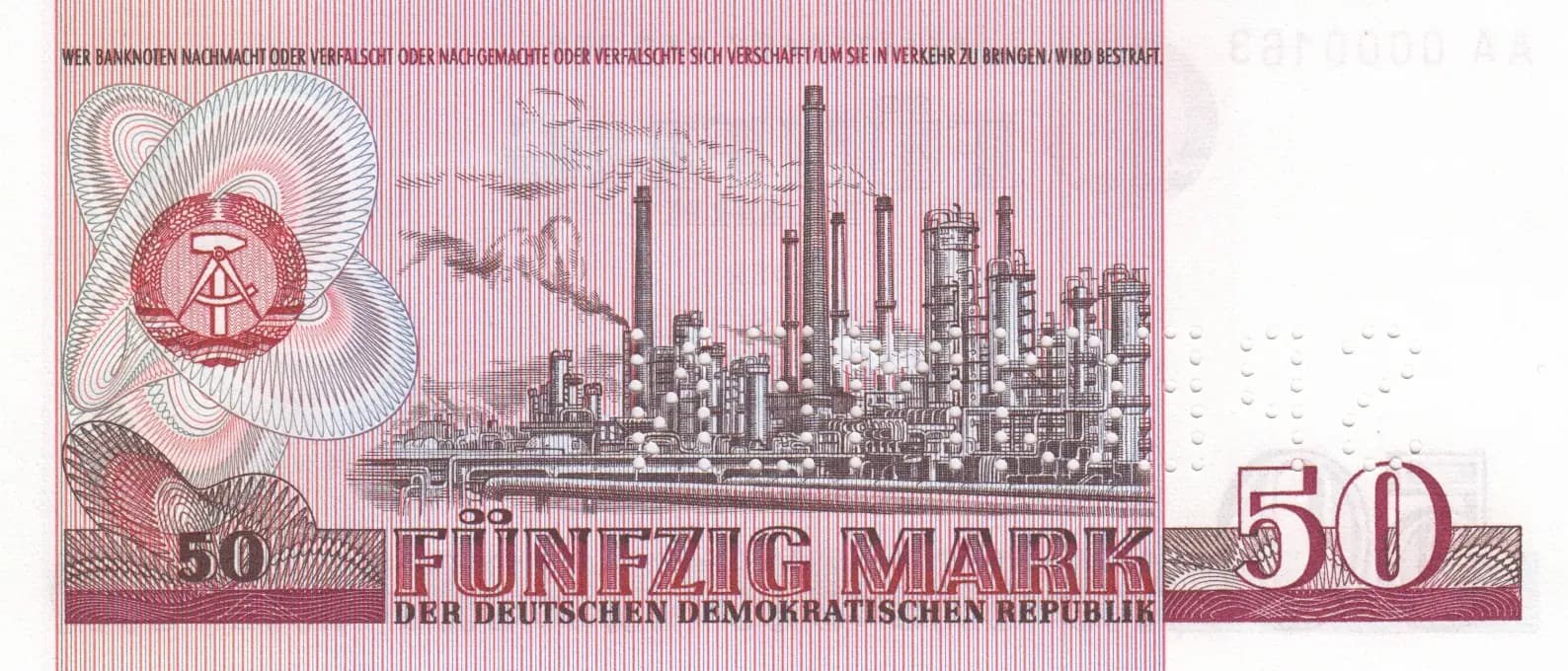 50 mark 1971 specimen from Germany, Democratic Republic, P-30as (1971) — image 2