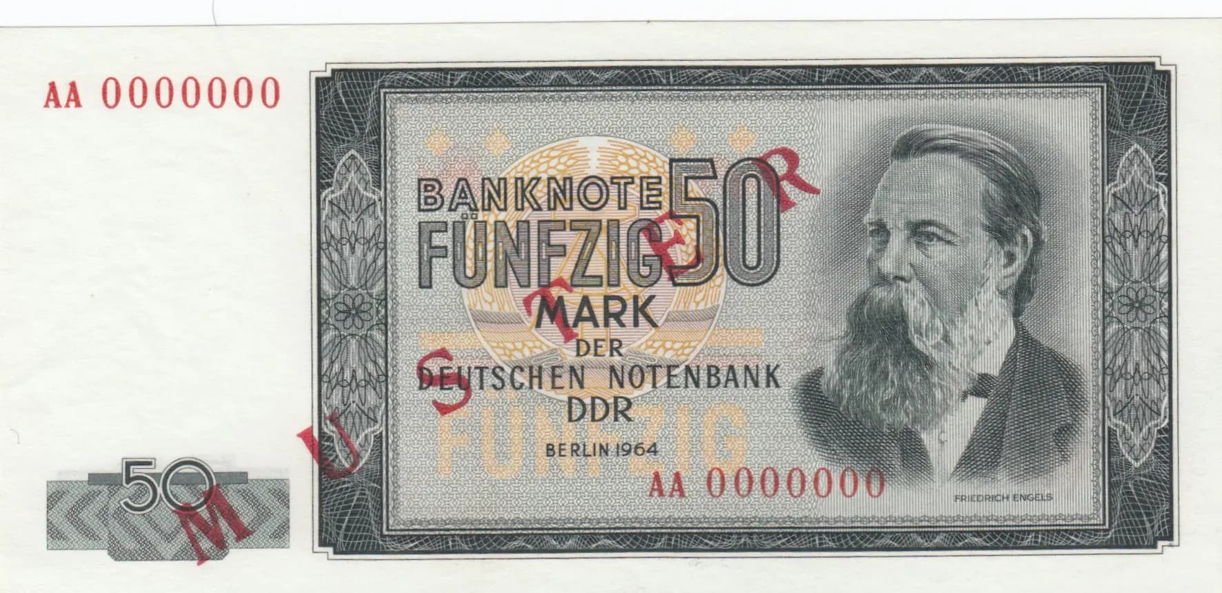 50 mark 1964 specimen from Germany, Democratic Republic, P-25s