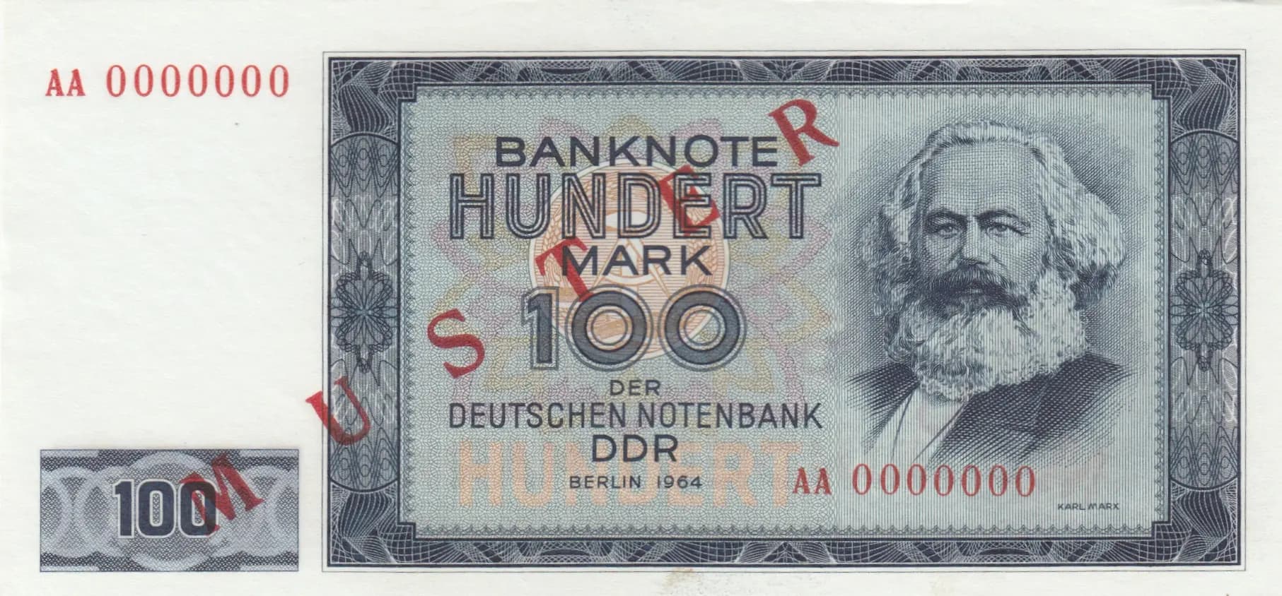 100 mark 1964 specimen from Germany, Democratic Republic, P-26s (1964) — image 1