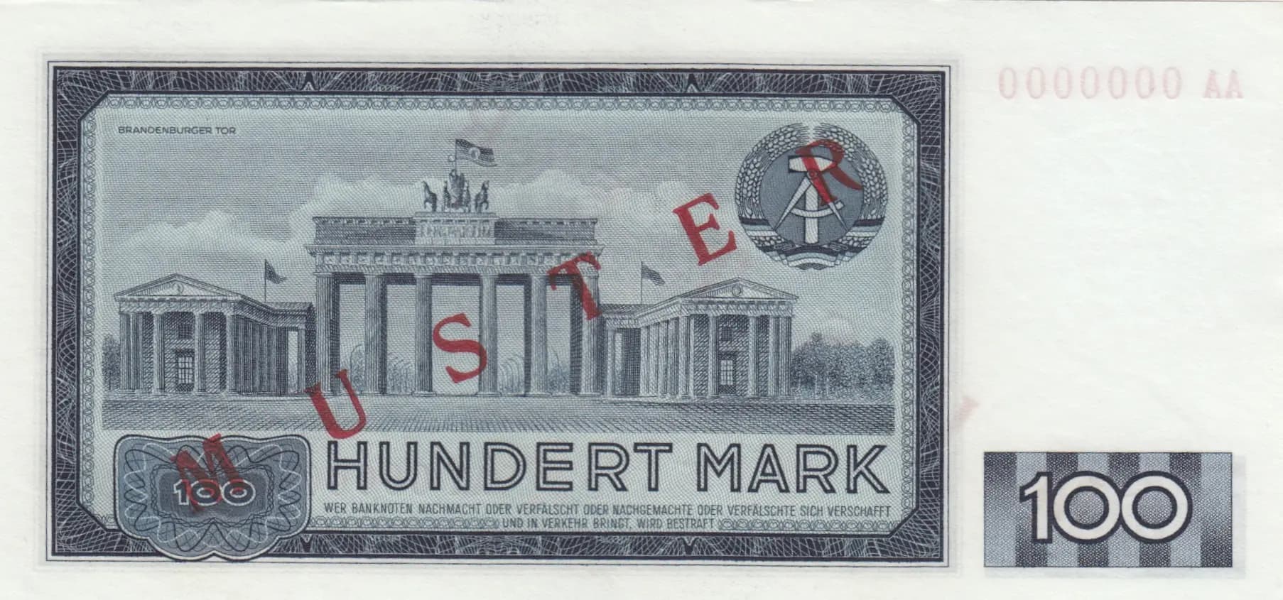 100 mark 1964 specimen from Germany, Democratic Republic, P-26s (1964) — image 2
