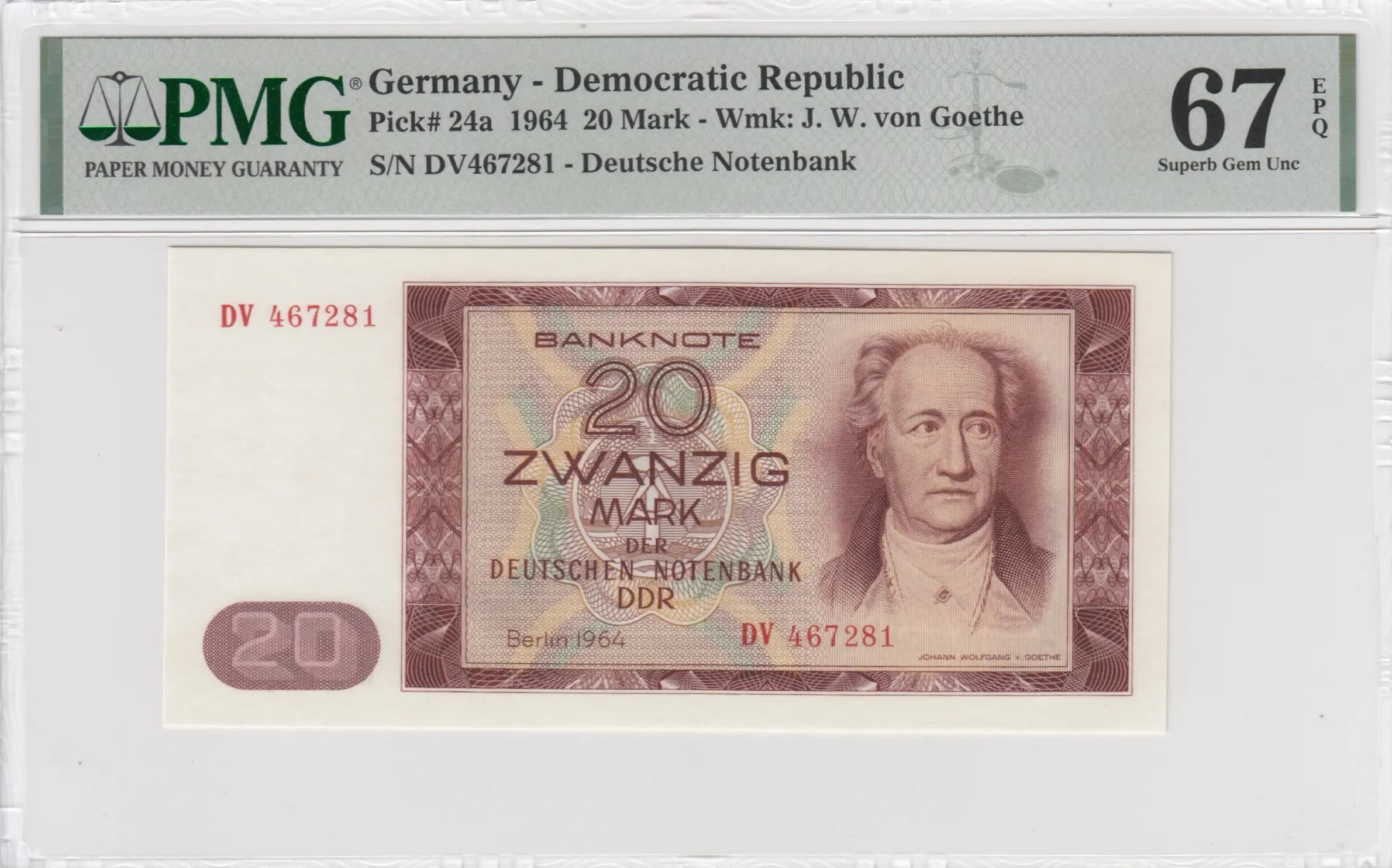 20 mark 1964  from Germany, Democratic Republic, P-24a (1964) — image 1