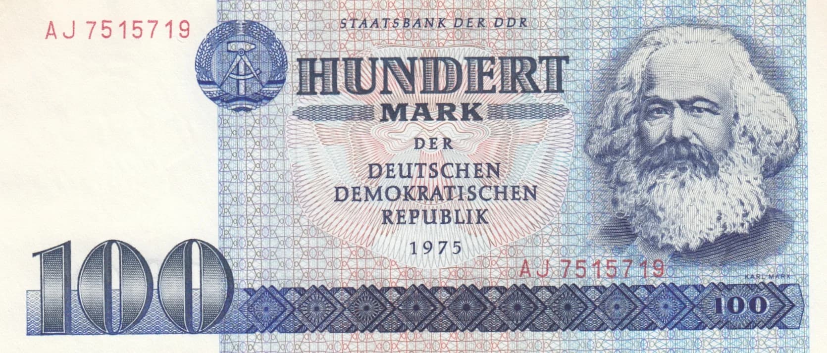 100 mark 1975  from Germany, Democratic Republic, P-31a (1975) — image 1