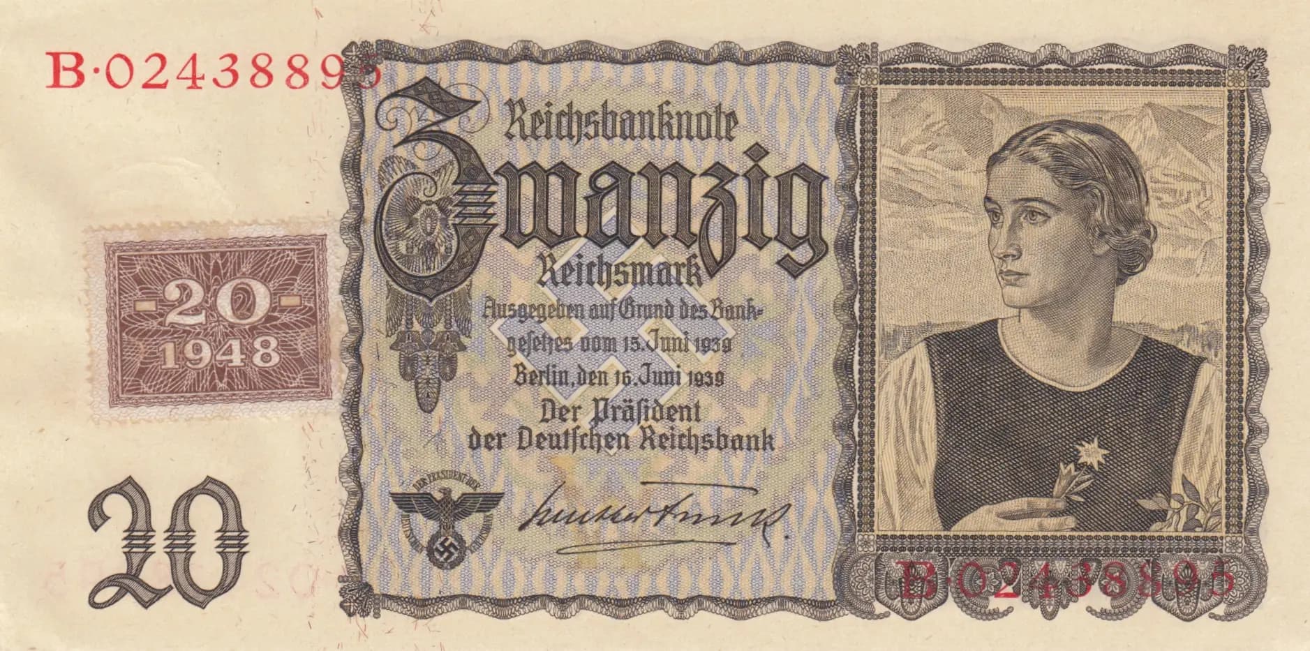 20 mark 1948 from Germany, Democratic Republic, P-5A (1948) — image 1