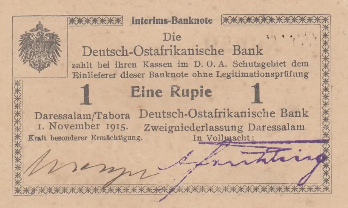 1 rupee 1915 from German  East Africa, P-9Ab