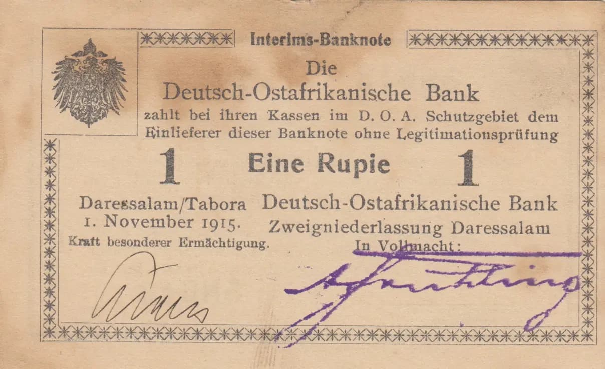 1 rupee 1915 from German  East Africa, P-9Ab (1915) — image 1