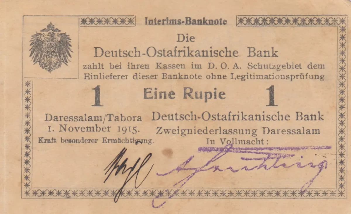 1 rupee 1915 from German  East Africa, P-9Ab (1915) — image 1