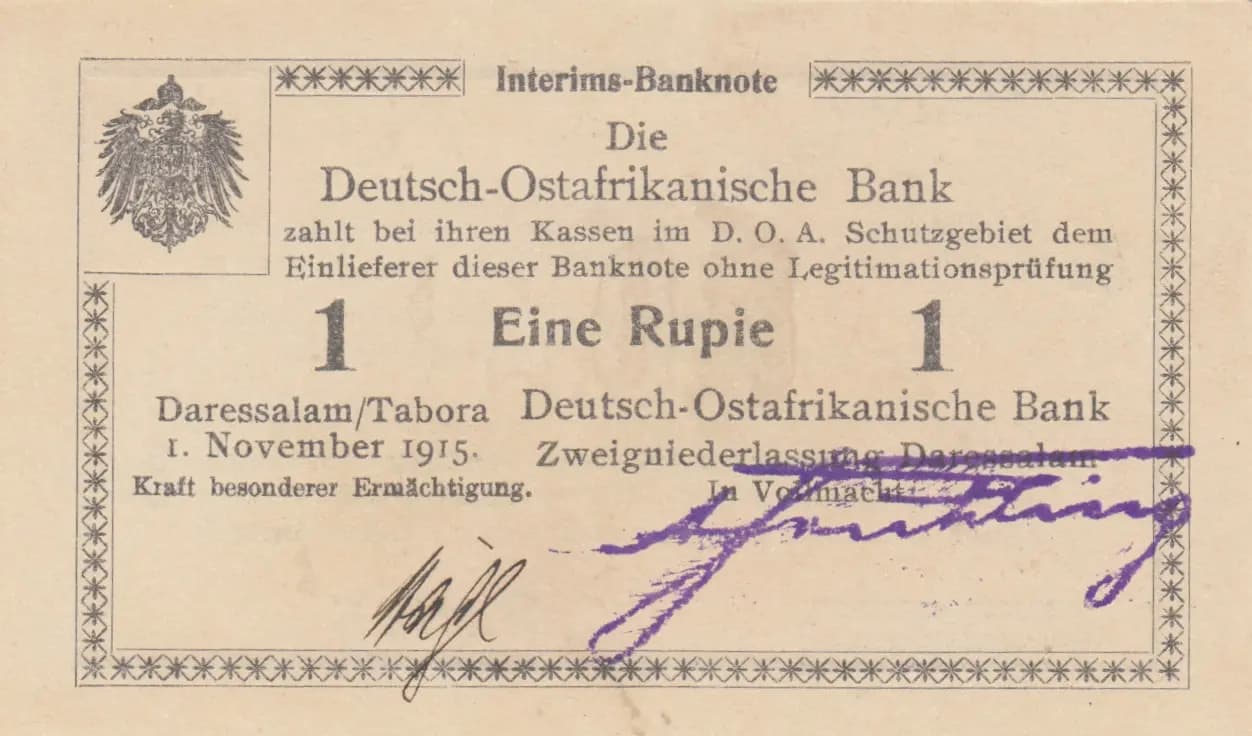 1 rupee 1915 from German  East Africa, P-9Ab (1915) — image 1