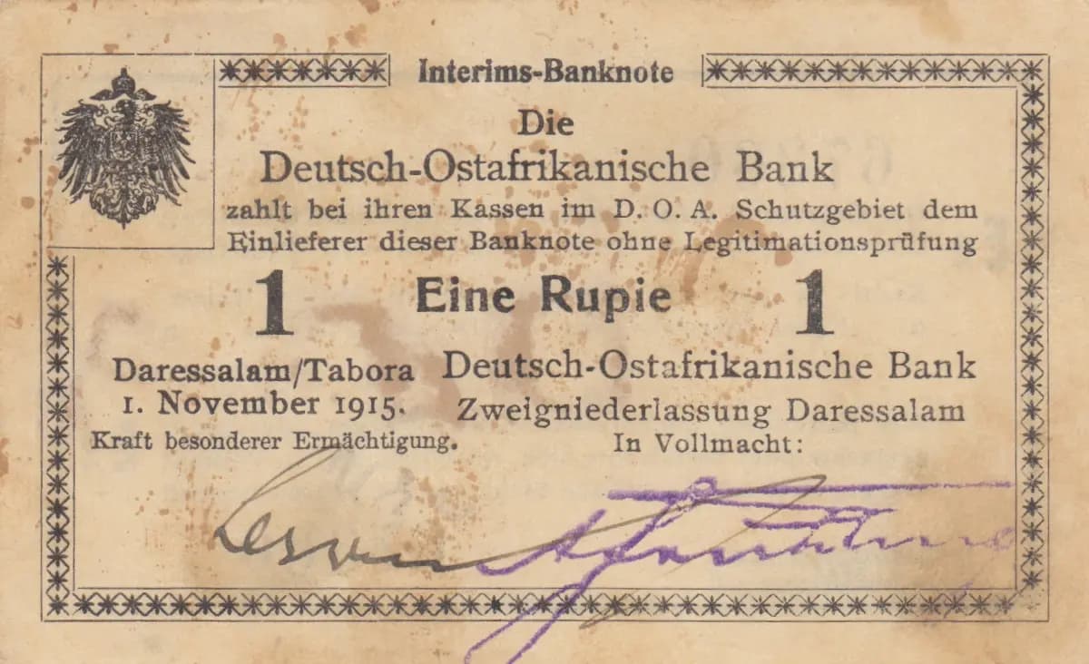 1 rupee 1915 from German  East Africa, P-9Ab (1915) — image 1