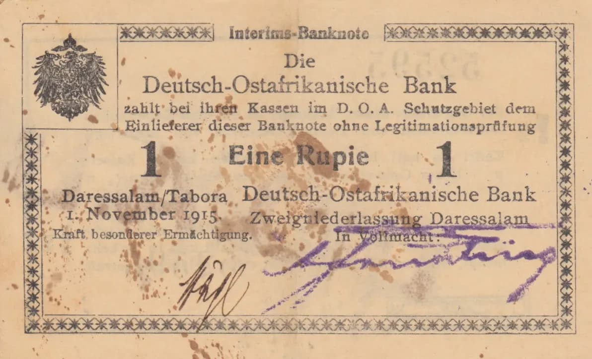 1 rupee 1915 from German  East Africa, P-9Ab (1915) — image 1