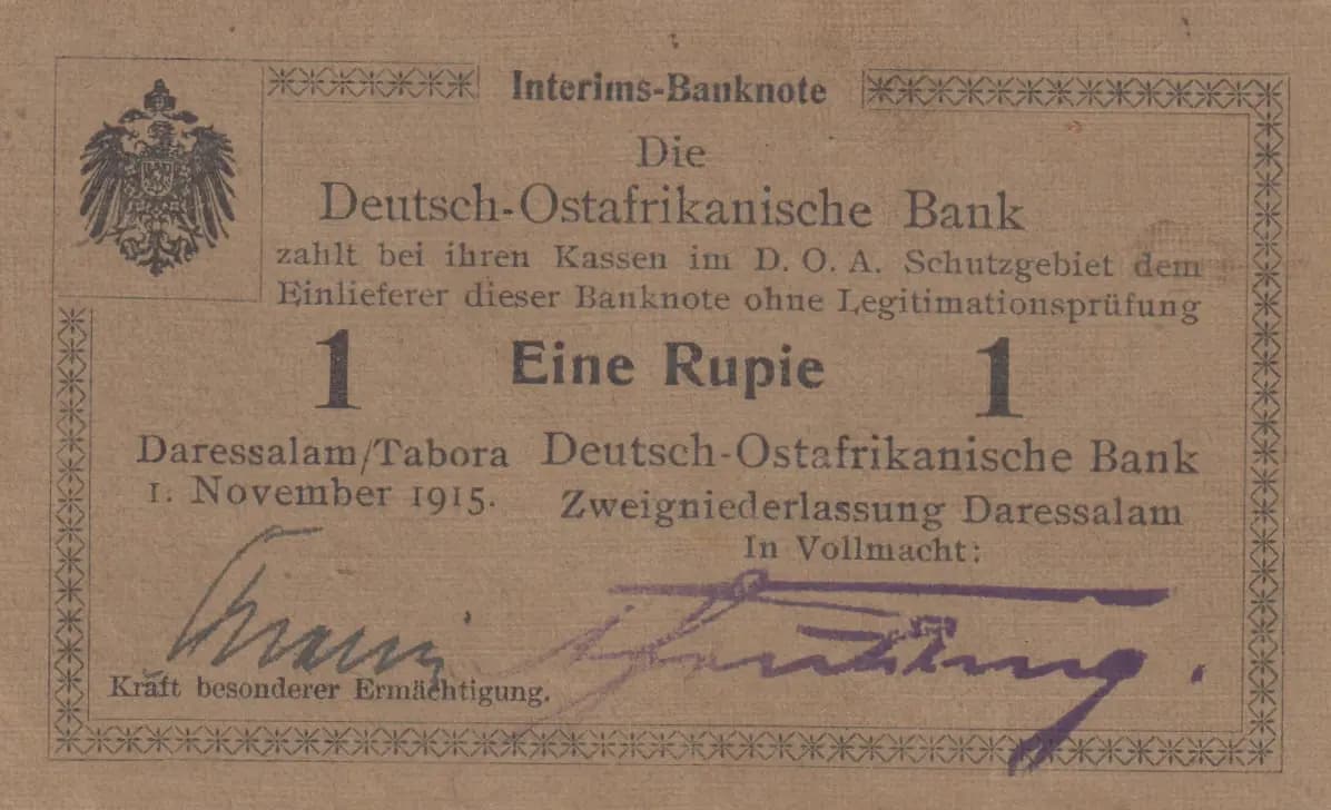 1 rupee 1915 from German  East Africa, P-10b (1915) — image 1