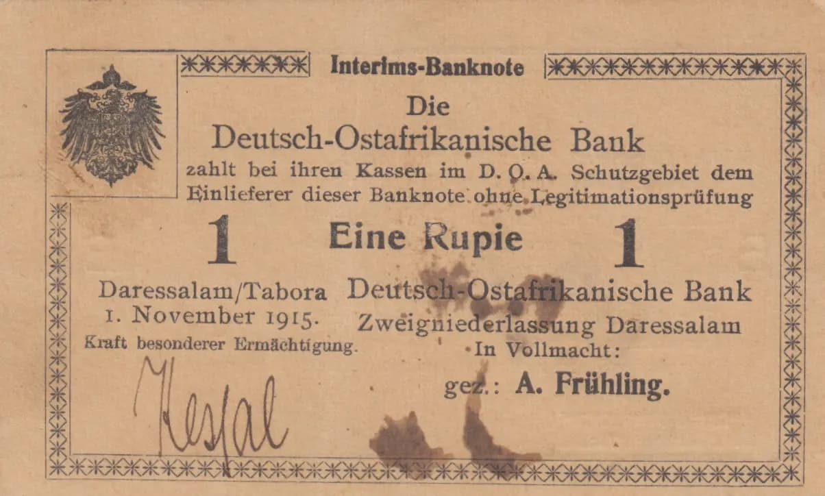 1 rupee 1915 from German  East Africa, P-11a