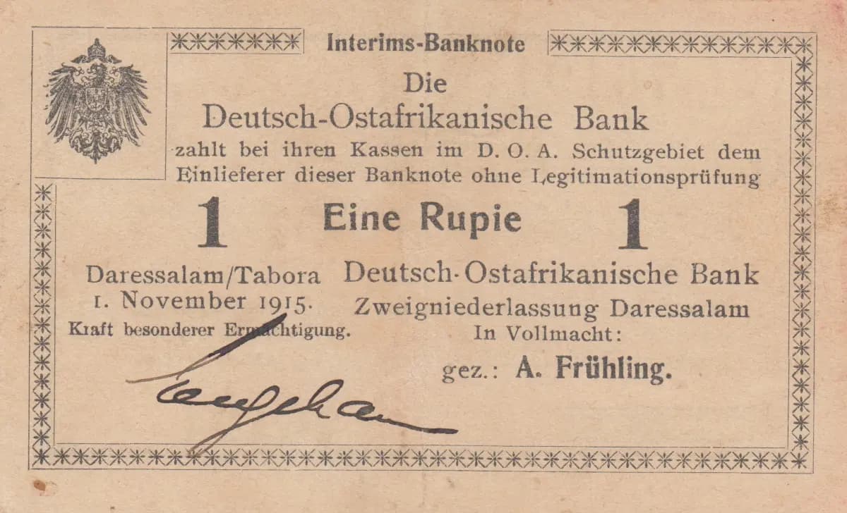 1 rupee 1915 from German  East Africa, P-11b (1915) — image 1