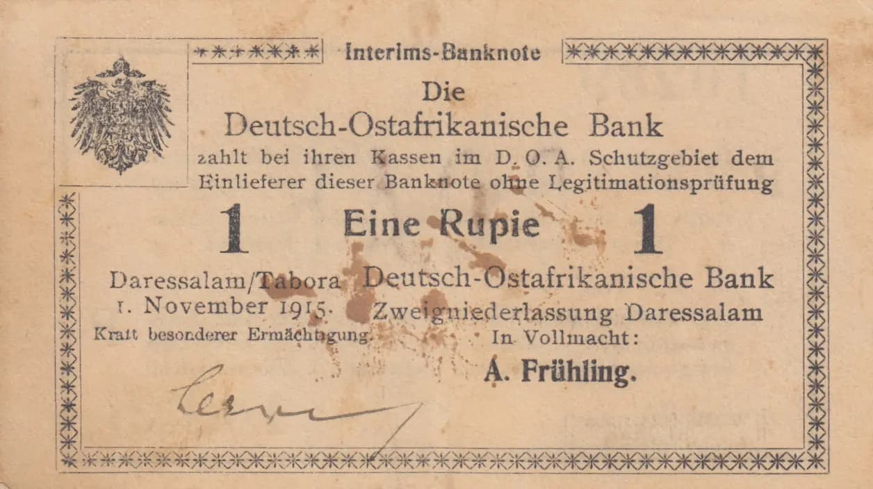 1 rupee 1915 from German  East Africa, P-12c (1915) — image 1