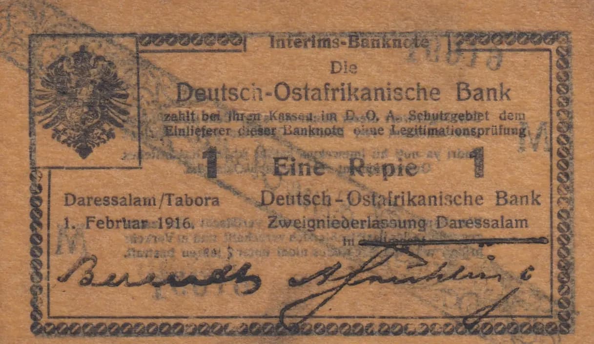 1 rupee 1916 from German  East Africa, P-18a