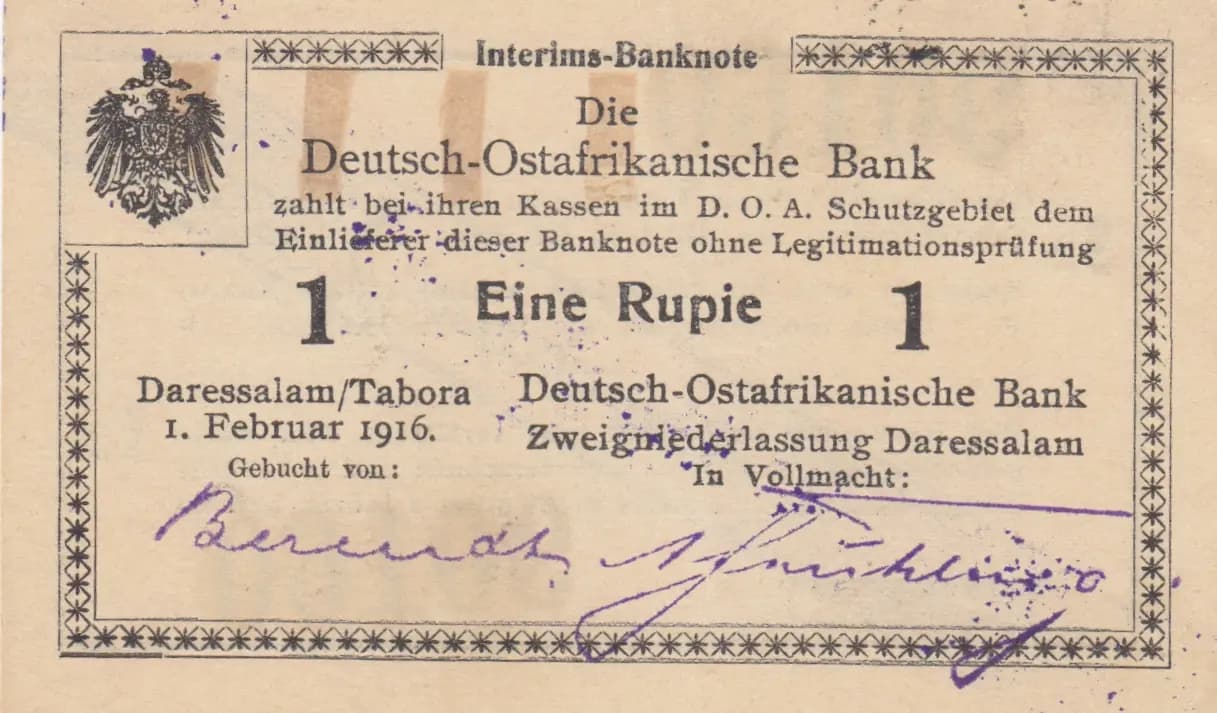 1 rupee 1916 from German  East Africa, P-19