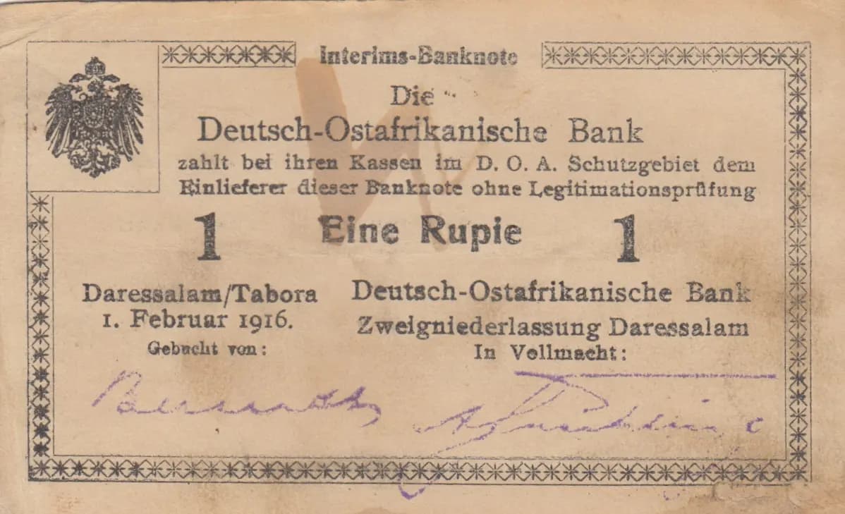 1 rupee 1916 from German  East Africa, P-19