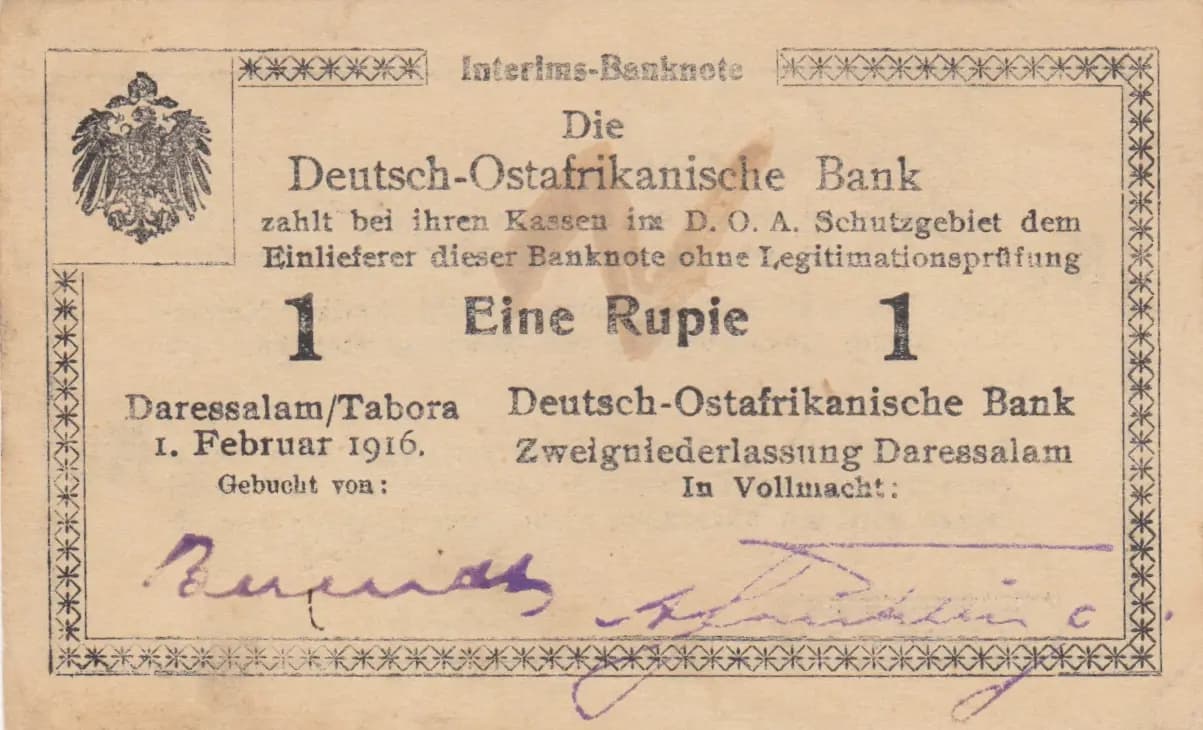 1 rupee 1916 from German  East Africa, P-19