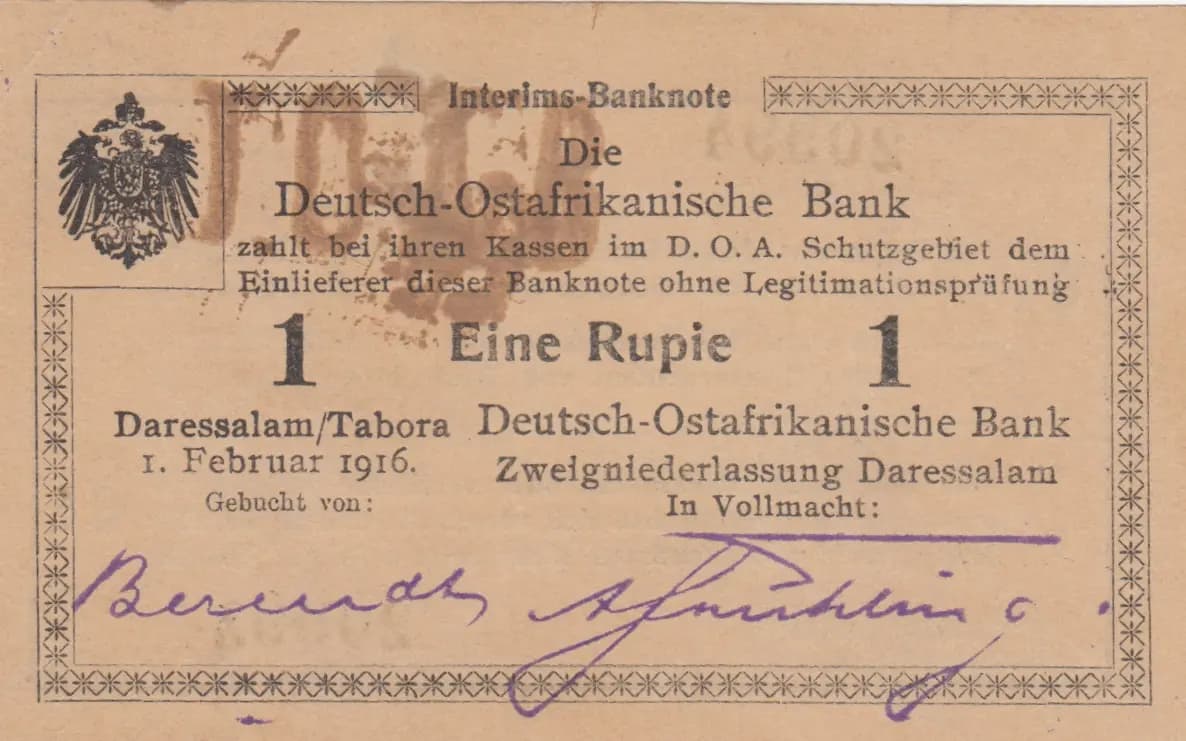 1 rupee 1916 from German  East Africa, P-19