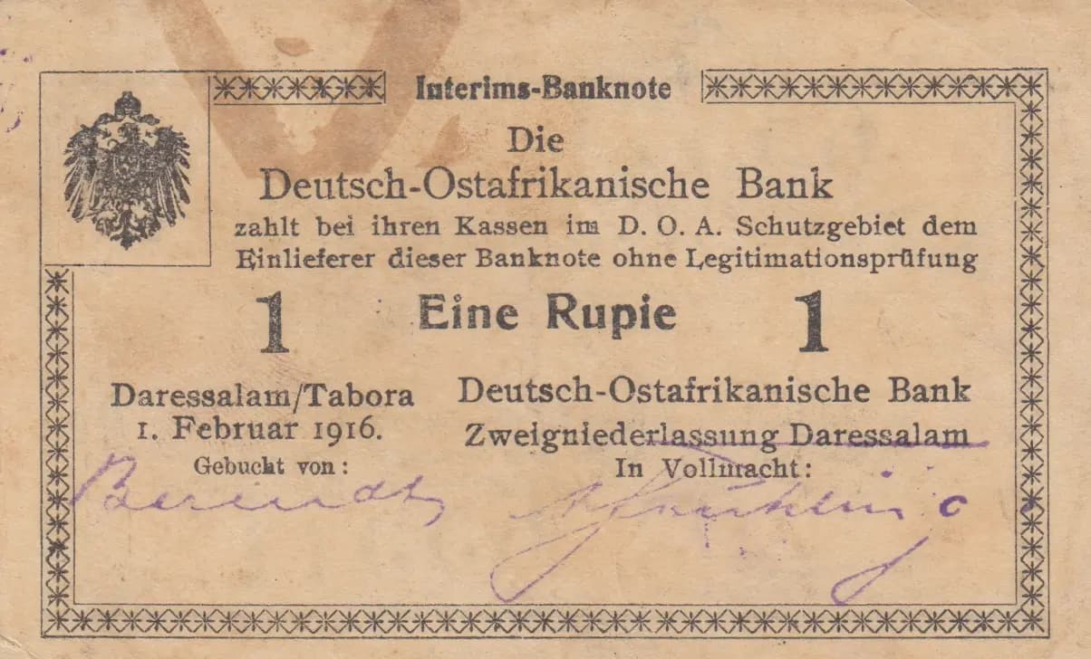 1 rupee 1916 from German  East Africa, P-19