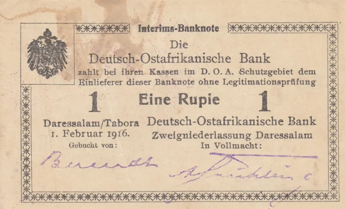 1 rupee 1916 from German  East Africa, P-19 (1916) — image 1