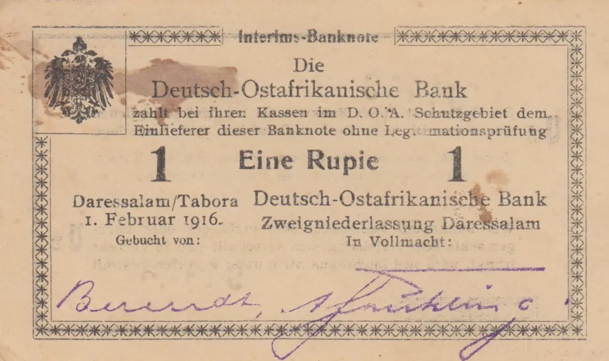 1 rupee 1916 from German  East Africa, P-19 (1916) — image 1