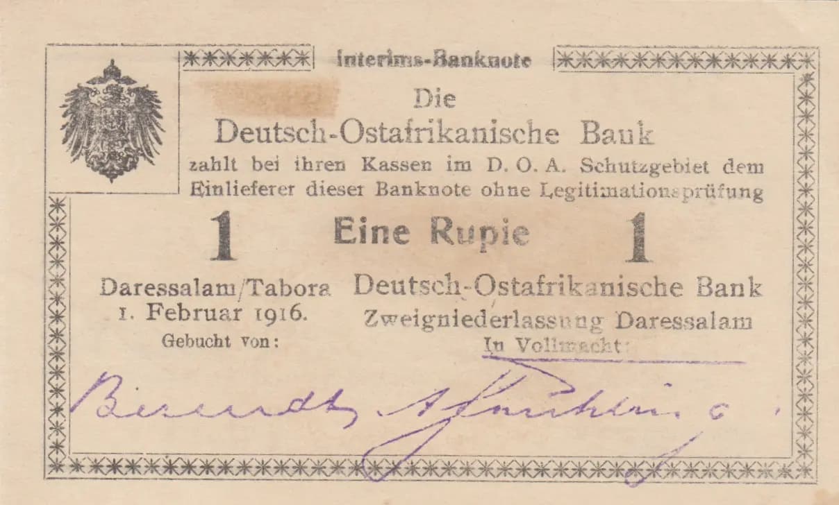 1 rupee 1916 from German  East Africa, P-19 (1916) — image 1