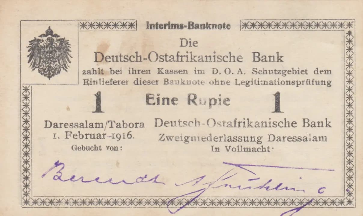 1 rupee 1916 from German  East Africa, P-19 (1916) — image 1