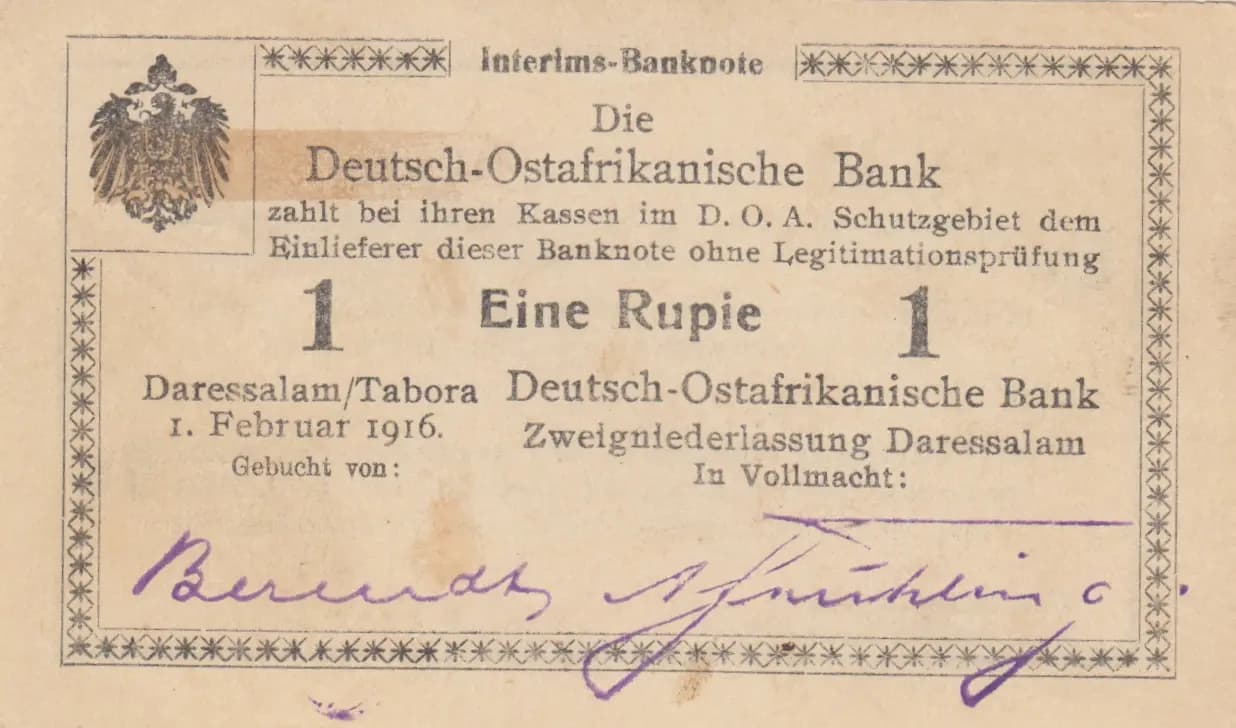 1 rupee 1916 from German  East Africa, P-19 (1916) — image 1