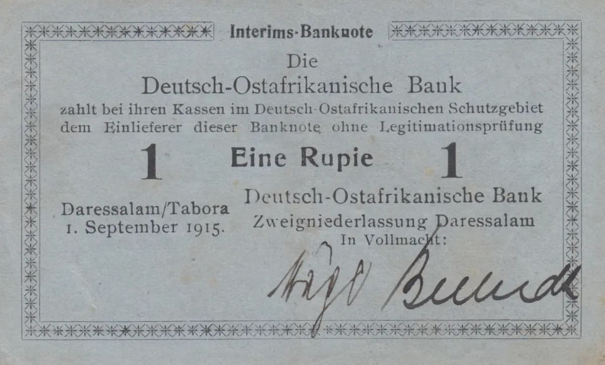 1 rupee 1915 from German  East Africa, P-7b (1915) — image 2