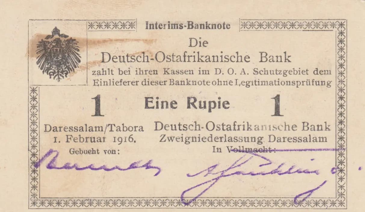 1 rupee 1916 from German  East Africa, P-20a