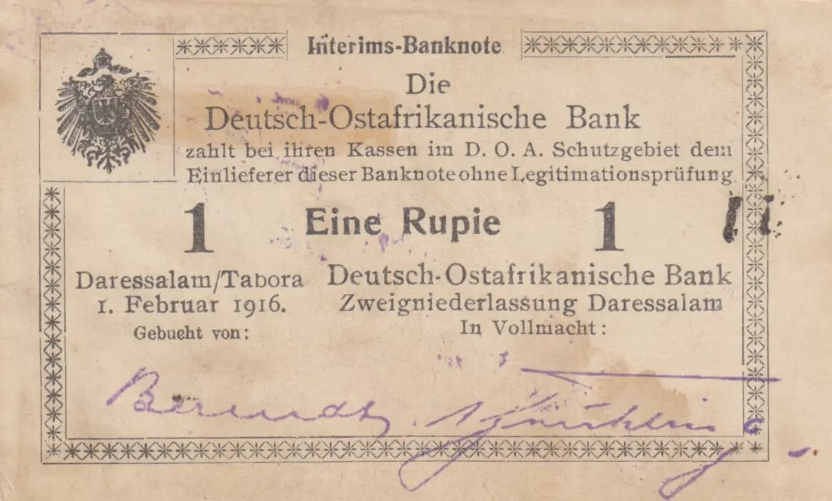 1 rupee 1916 from German  East Africa, P-20a