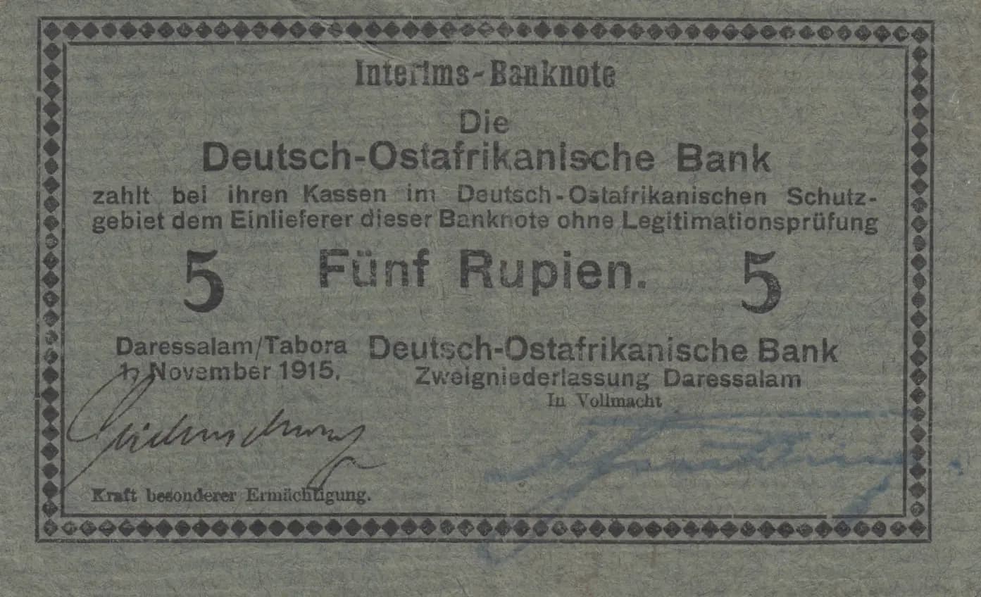 5 rupees 1915 from German  East Africa, P-34