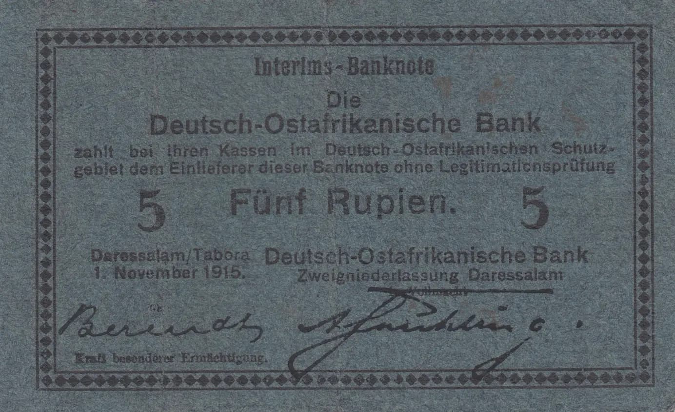 5 rupees 1915 from German  East Africa, P-35 (1915) — image 1